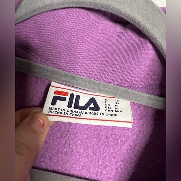 Retro Fila Purple Grey Colorblock 3/4 Zip Sweatshirt Medium - Picture 4 of 8